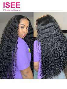 ISEE M-Cap Wear Go Deep Wave 9x6 Pre-Bleached Tiny Knots Pre-Cut HD Lace Glueless Wig Deep Curly Lace Front Wig Human Hair Pre Plucked For Women Glueless Wig 16-26 Inch - SNatural - View 2