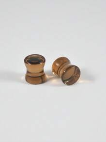 1 par de enchufes y túneles de vidrio para dilataciones - marrón oscuro tipo café expreso, con doble pestaña, expansores de peso corporal para pendientes estirados