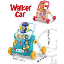 Baby Walker Multi-Function Anti-Rollover With Music Baby Can Sit Children Learn To Walk Walker Toy Birthday Gift Christmas Gift 0+ 12m+ 18m+ - 彩色 - 查看 2