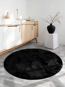 1 pieza Lujosa alfombra circular de terciopelo negro de tonos frescos tipo helado, alfombra suave para la sala de estar, estilo nórdico, apropiada para la sala de estar, el dormitorio, el costado de la cama, la sala de estar, el Día del Padre, el Día de la Madre, el Día del Trabajo, Pascua, decoración del hogar, nueva llegada de primavera