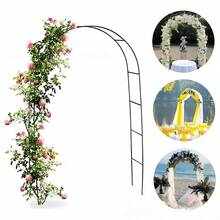 1set, Metal Garden Arch, Large Size Heavy Duty Steel Frame Garden Arch With Gothic Style, Wedding Arch Lawn Rock Climbing Plants Indoor Outdoor Wedding Party Garden Terrace Flower Stand, Rose Arch - Black - View 6