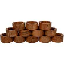 SHEIN X Heather Rae SAMHITA Handmade Acacia Wood Napkin Ring Set Of 12 For Dining Anniversary Birthday Christmas Napkin Ring For Home And Kitchen Decor