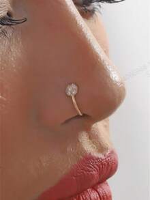 1 Stück Nasenpiercing mit kubischem Zirkonia, stylischer Luxusoptik, Fake Nasenring zum täglichen Tragen für Frauen - Verschiedenfarbig - Übersicht 1