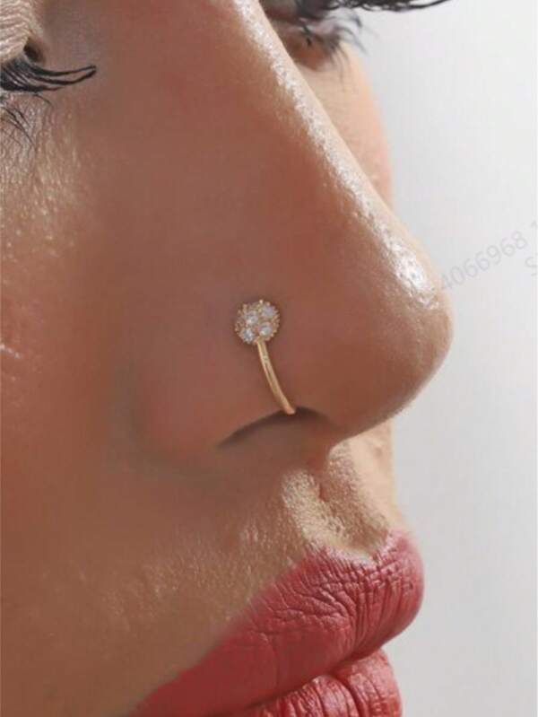 1 piercing de nariz com zircônia cúbica, visual luxuoso e estiloso, piercing de nariz falso para uso diário para mulheres