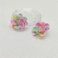 BMOR 1 Pair Sweet Earrings Colorful Resin Flower Stud Earrings For Women Girls Exquisite Elegant Petal Earrings Party Jewelry Accessories