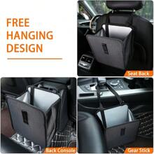 ZukMi Car Hanging Trash Can, Armrest Box Hanging Trash Basket, 2 Gallon Waterproof Black Trash Organizer, Car Interior Accessories