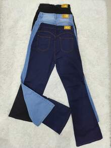 Kit 2 Women's High-Waisted Flare Jeans With Elastane In 3 Random Colors 2 Pieces - 彩色 - 查看 4