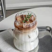 1 件 17 盎司不对称波浪透明玻璃杯，冰咖啡杯，可爱饮水杯，适合夏季和冬季饮料，500 毫升家用厨房用品家用电器配件小工具工具圣诞节用品烹饪圣诞节 - 無色 - 查看 10