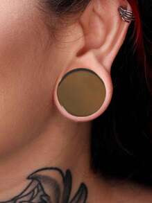 1 par de enchufes y túneles de vidrio para dilataciones - marrón oscuro tipo café expreso, con doble pestaña, expansores de peso corporal para pendientes estirados