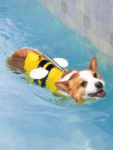 Summer Pet Swimming Costume, Bee Shaped Life Jacket, Dog Swimming Flotation Swimsuit - Multicolor - View 1