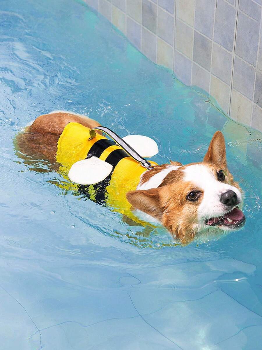 Summer Pet Swimming Costume, Bee Shaped Life Jacket, Dog Swimming Flotation Swimsuit - Multicolor - View 1