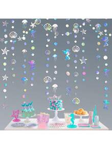 1pc Mermaid Pennant Banner, Glittering Mermaid Style Pennant, Novel Design, Great For Home Decor, Party, Birthday, Photo Backdrop, Suitable For Various Festivals, Gatherings, And Seasons