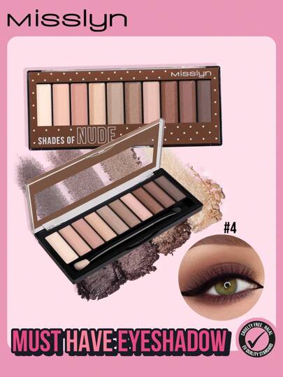 Misslyn Sombras de ojos imprescindibles, tonos nude, sombras pigmentadas mate y con brillo, de larga duración, polvos que se difuminan fácilmente, colores naturales, colores intensos con textura aterciopelada, maquillaje para fiestas, playa, viajes, vacaciones, camping y exteriores, regalo perfecto para chicas, Año Nuevo, fiestas, campus universitario, San Valentín, vegano, libre de crueldad