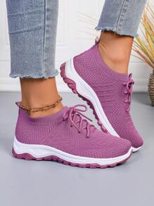 [Lila Damen Sportliche Sneaker] Rutschfeste flache Low-Top, Zweifarbige Außensohle, mit atmungsaktivem Premium-Mesh-Obermaterial, geeignet für den ganzen Tag, Laufen, Wandern, Fitnessstudio Training und Lässig