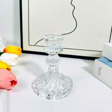 1 Piece/2 Pieces Pole Candle Holder Vintage Creative Glass Candle Holder Wedding Party Potluck Holiday Long Pole Candle Base Decoration Ins Ornament