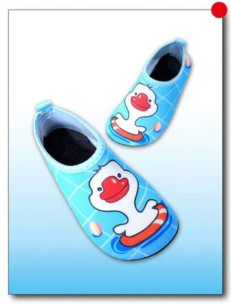 1 paire de chaussures d'eau d'été pour enfants, chaussures aquatiques pour l'extérieur, chaussures de yoga, chaussures de plage antidérapantes et respirantes, chaussures d'entraînement avec motif de dessin animé