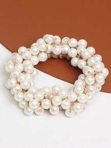 1/2pcs Faux Pearl Hair Ring Bracelet Dual Purpose Hair Tie For Women, Elegant Faux Pearl Hair Ring For Girls, Bracelet Dual Purpose Headstring, Hair Tie Accessories, Dongdaemun Hair Accessories, Headpiece Faux Pearl Hair Ring Solid Color Luxurious Elegant Romantic Sweet PS (Polystyrene) Hair Tie Hair Accessory Ponytail Holders Hair Elastics Hair Rubber Bands Scrunchies Hair Rope Elastic Hair Tie