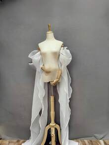 1 双女式长款雪纺可拆卸袖袖，白色和黑色，适合婚纱、鸡尾酒会礼服、角色扮演、拍照道具、新娘配饰 - 彩色 - 查看 7