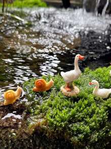 6pcs/Set Resin Duck Mom & Duckling Figurines For Mini Landscape Decoration
