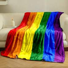 Contemporary Style LGBT Pride Flag Throw Blanket - Reversible, All-Season Flannel With Digital Print, Polyester, Cartoon Theme, Ideal For Couch And Bed Decor, Couch Cover |   Contemporary Style |   Soft Texture, LGBT - trắng - Xem 1