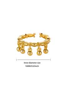 1 pieza Anillo ajustable vintage con cuentas en forma de ojo, color dorado, para mujer, joya de regalo para pareja de boda 2025 nueva