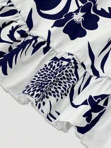 女式印花细肩带长连衣裙 - 藏蓝色 - 查看 5