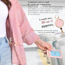 1 件皮革巴士带伸缩线圈身份证卡盒轻巧紧凑适合包括月票工作证学校身份证卡夹卡夹钱包名片夹信用卡夹卡片夹女士女士男士钱包钥匙扣卡片钱包 - 彩色 - 查看 6