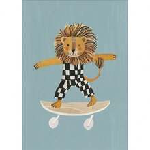 1PC Optional Frame Modern Funny Animals Rabbit Dog Bear Cat Lion Skateboard Posters Prints Crocodile Wall Arts Canvas Room Decor ,Wall Art With Frame - Multicolor - View 14