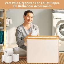 1 قطعة سلة تخزين من البامبو عالية الجودة ذات طراز بوهيمي مستطيلة الشكل بأقسام متعددة لتخزين مستلزمات الحمام، مناسبة لأنواع مختلفة من الغرف، سلة تخزين متعددة الوظائف للحمام والتخزين