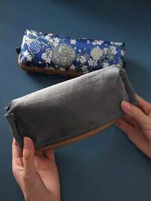 1pc Chinese Style Embroidered Pencil Case, High-Quality Stationery Box, Large Capacity, Elegant Gift For Students , Back To School Gifts - Multicolor - View 5