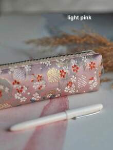 1pc Chinese Style Embroidered Pencil Case, High-Quality Stationery Box, Large Capacity, Elegant Gift For Students , Back To School Gifts - Multicolor - View 6