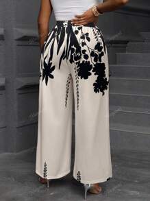 Plus Size Women Loose Floral Print Wide Leg Pants, Casual And Comfortable