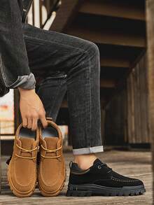 New Spring Outdoor Hiking Men Shoes, Fashion Casual Shoes Thick Sole Low-Top British Style Work Boots - Brown - View 3