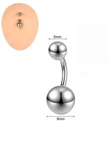 AVYRING 1 PC Stainless Steel Belly Button Ring For Women CZ Crystal Internally Threaded Navel Barbell Stud Long Bar Body Piercing - Silver - View 11