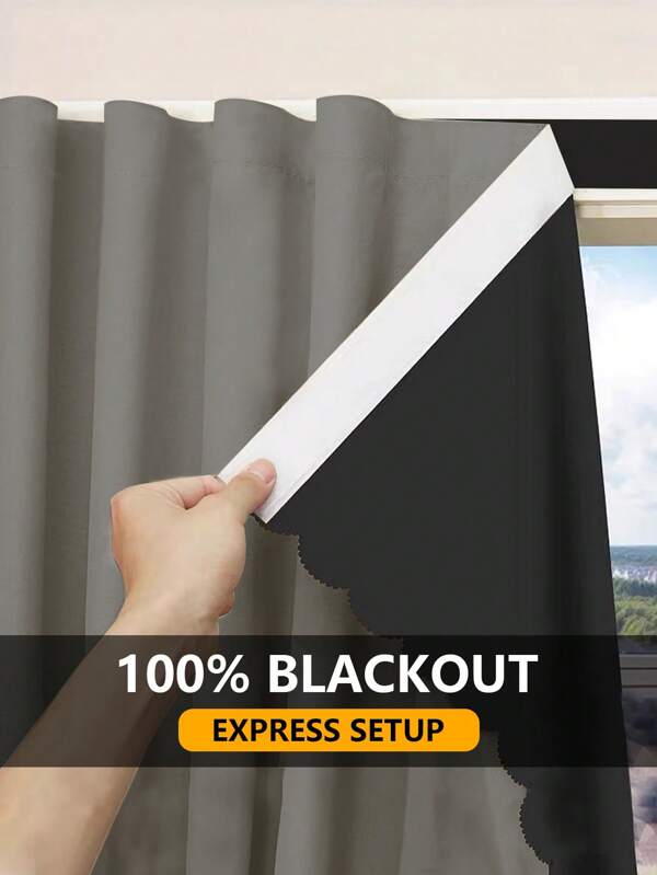 1pc Self-Adhesive Blackout Curtain, No Drilling Needed, 100% Light Blocking Shading Cloth Suitable For Windows, Doors, Bedroom, Basement - Heat Insulation, Kitchen Room Darkening, All Season Use