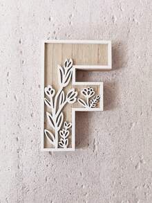 1 buc Literă din lemn sculptată cu motive florale, Decor de perete cu litere rustice din lemn, Plăcuță cu nume pentru cameră, Literă de perete cu flori sălbatice, Literă pentru decor de nuntă, Stil francez rustic, Decor pentru casă - 4,92 x 2,36-5,51 inci, Decorațiune cameră, Decor dormitor - Multicolor - Vizualizare 23