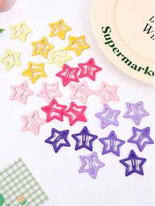 10个/20个/50个彩色镂空星星发夹，可爱刘海发夹，时尚发饰（不含收纳盒）返校季发饰 - 彩色 - 查看 7