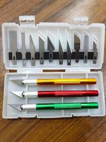 13pcs Precision Craft Knife Set - Stainless Steel Blades, Aluminum Alloy Handles For Paper Cutting & Model Making - Multicolor - View 10