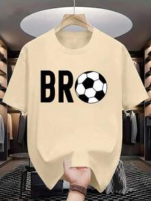 T-shirt à manches courtes, col rond, imprimé soccer, couleur abricot, adapté aux garçons en été, pour les garçons amateurs de football - Nude - Voir 6