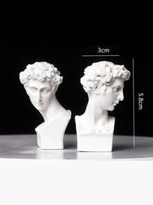 1 pieza Escultura de resina blanca miniatura y retro de mitología griega de David, Apolo o Atenea, para decoración, soporte de fotos o accesorios