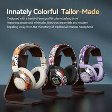 Reletech 新款 T12 涂鸦无线蓝牙耳机，炫酷设计/LED 灯光/无游戏延迟/全套耳塞/适合作为生日礼物/户外游戏 - 彩色 - 查看 3