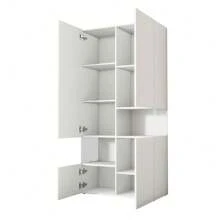 KOMHTOM Vetrina alta bianca con vetro acrilico • Mobile moderno multiuso per soggiorno/ufficio/cucina • Vetrina indipendente con spazio di archiviazione aperto • Dimensioni 80*38*170 cm (L*P*A)
