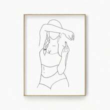 1 件现代简约裸体女性线条艺术帆布印刷抽象女性人体绘画墙面艺术海报卧室装饰可选画框 - 彩色 - 查看 16