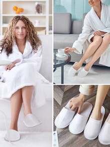 1/2/3/4 Pairs Disposable Slippers, Indoor Slippers, Plush Slippers, Disposable Hotel Slippers, Women Men Slippers For Air Travel, Guest Room, Hotel, Hotel Supplies, Cleaning Supplies, Household Gadgets, Back To School Supplies,Suitable For Travel Hotel And Home, Back To School Supplies