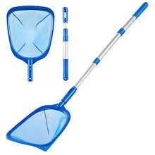 Set di retini per piscina con asta telescopica in alluminio a 3 sezioni, lunghezza regolabile da 17 a 35, retina a maglia fine con borsa profonda per raccogliere foglie e pulire la piscina. Adatto per piscine domestiche, cortili, attività sportive e all'aperto, inoltre ottimo per l'autunno e l'estate - Blu - Visualizzare 14
