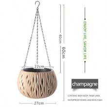 Hängende Blumentopf Kunststoff Rattanoptik Pflanzgefäß, robuster hängender Korb für Sukkulenten, Efeu und mehr