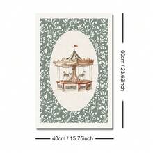 1 件带框/无框复古绿色旋转木马儿童房艺术帆布海报印刷婴儿儿童房墙壁艺术装饰复古画适用于游戏室、客厅、卧室、现代家居装饰 - 彩色 - 查看 10