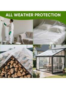 1PC Waterproof Rain Cover, Rain Cloth, Rain Net, Transparent, Tear Resistant, Dust-Proof, And Waterproof Plastic Film. Suitable For Gardens, Balconies,Porch, Flower Rack, Dog House, Camping Greenhouse, And Weather Outdoor Camping Sites