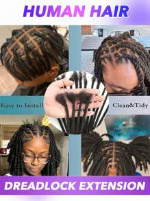 Extensión de cabello trenzado de cabello humano virgen brasileño Dreadlocks de 0,2 de ancho, extensión de cabello tipo dreadlock, 10 hebras de extensiones de cabello humano tipo dreadlock, extensión de cabello humano tipo dreadlock hecha a mano para hombres, mujeres y niños que pueden rizarse y teñirse, 8 - 18 pulgadas, 1B30