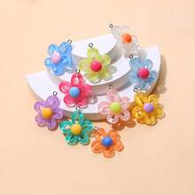 10/20pcs Colorful Resin Hollow 5-Petal Flower Pendant Charms, Suitable For DIY Necklace, Earrings, Keychain, Jewelry Accessories - Mixed - Flower Pendant, Style B - View 6